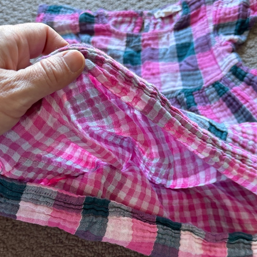 Tucker + Tate Pink Teal Plaid Flutter-Sleeve Dress - Picture 5 of 5